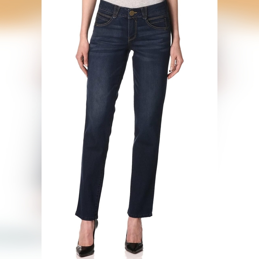 NWT Democracy Ab Solution Dark Blue Straight Leg Jeans Size 4 Booty Lift Denim